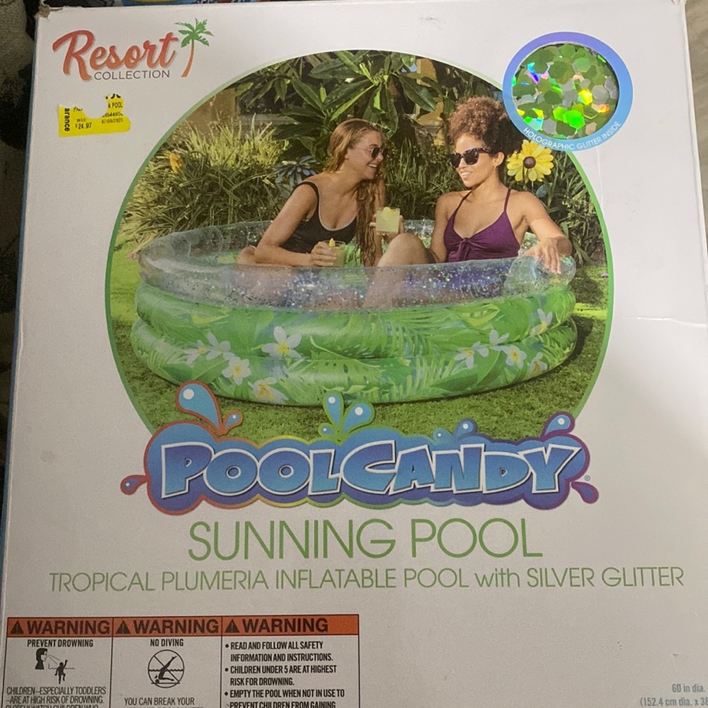 New  in box  pool candy swimming pool with silver glitter 60in x 15in height